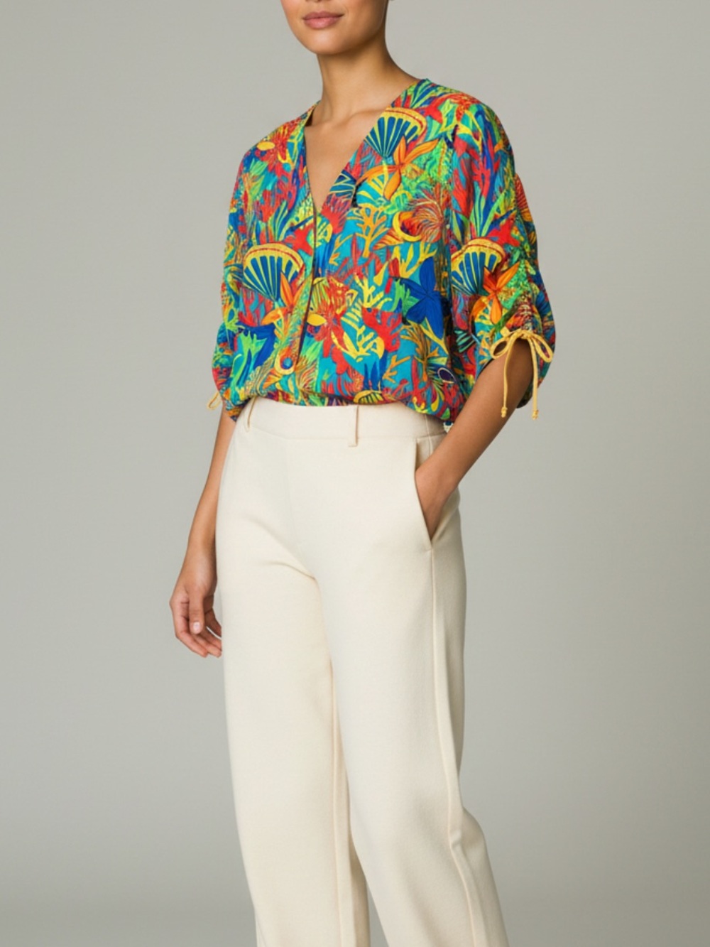 Vitage That’s Me Tropical Reef Print With Seashells Coral Jacket Women’s 7/8 - Picture 8 of 8